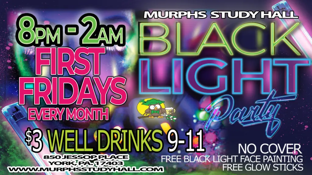First Fridays Black Light Party flyer