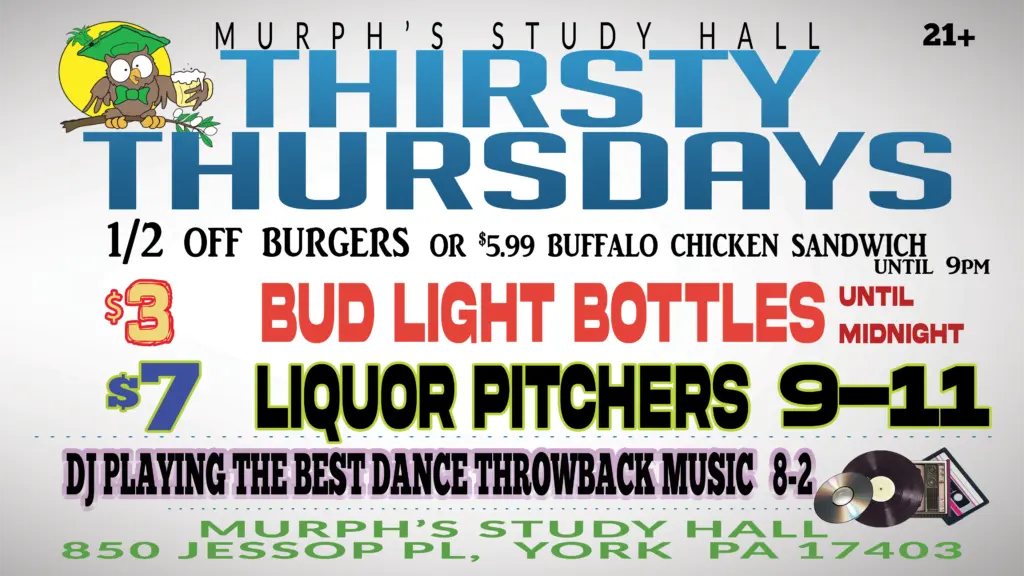 Thursday specials flyer at Murph's